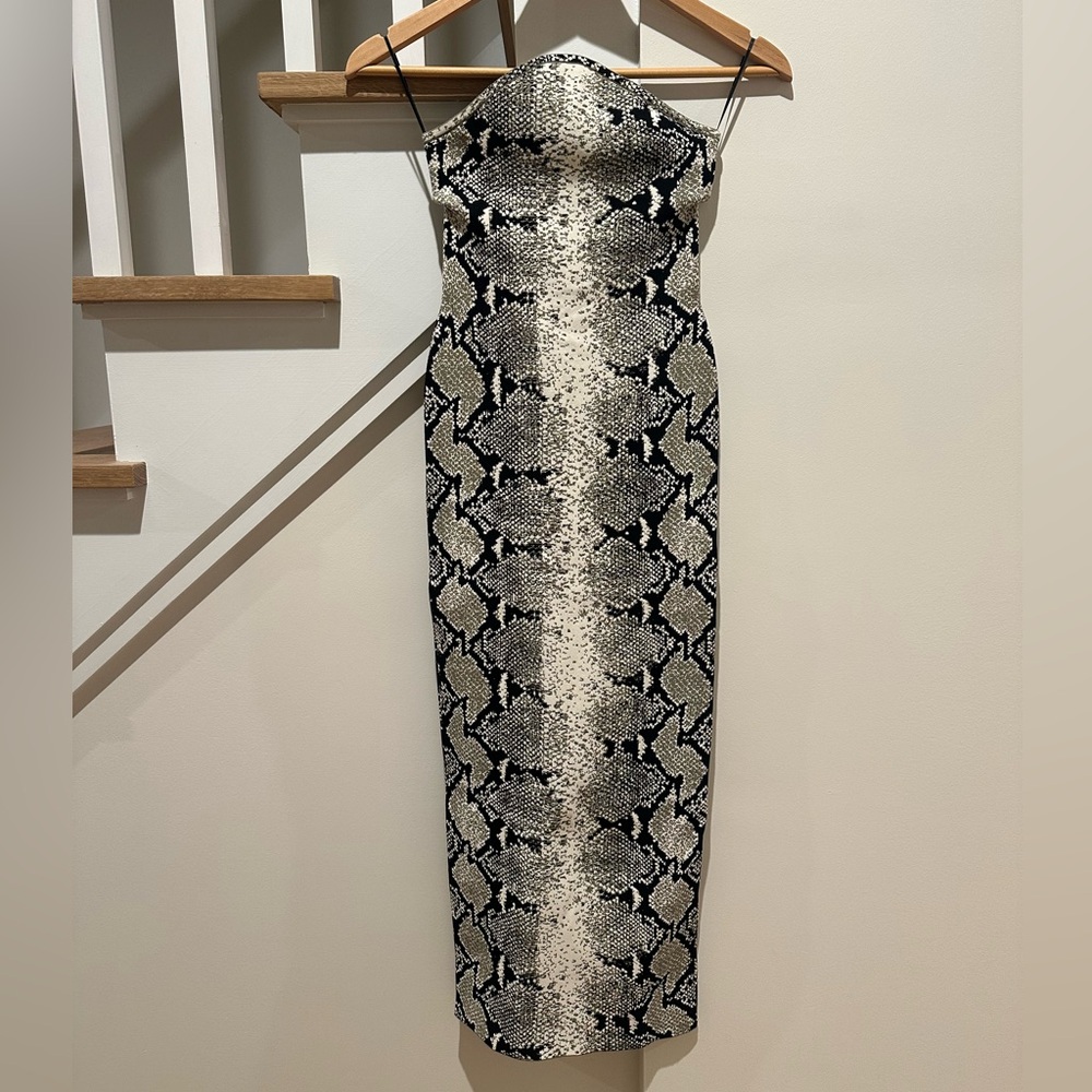 KHAITE Strapless Snake Printed Midi Dress Size XS NWT